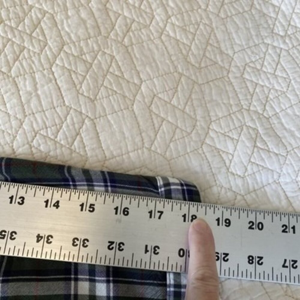 Max Studio Buffalo Plaid Shirt Green & White XL Adjustable Long Sleeves Rayon - Picture 7 of 12